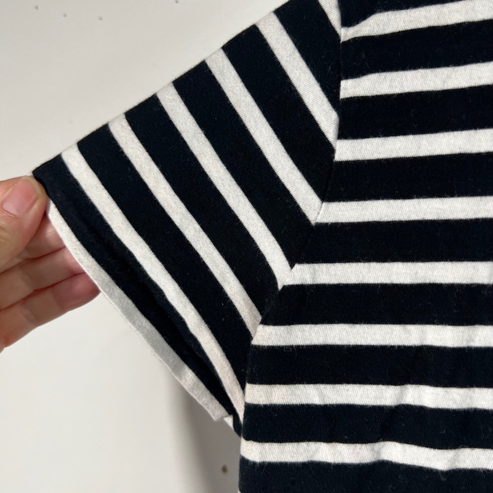 Womens Polo Ralph Lauren V Neck Breton Stripe Tee Shirt Black White L Cotton - Picture 4 of 7